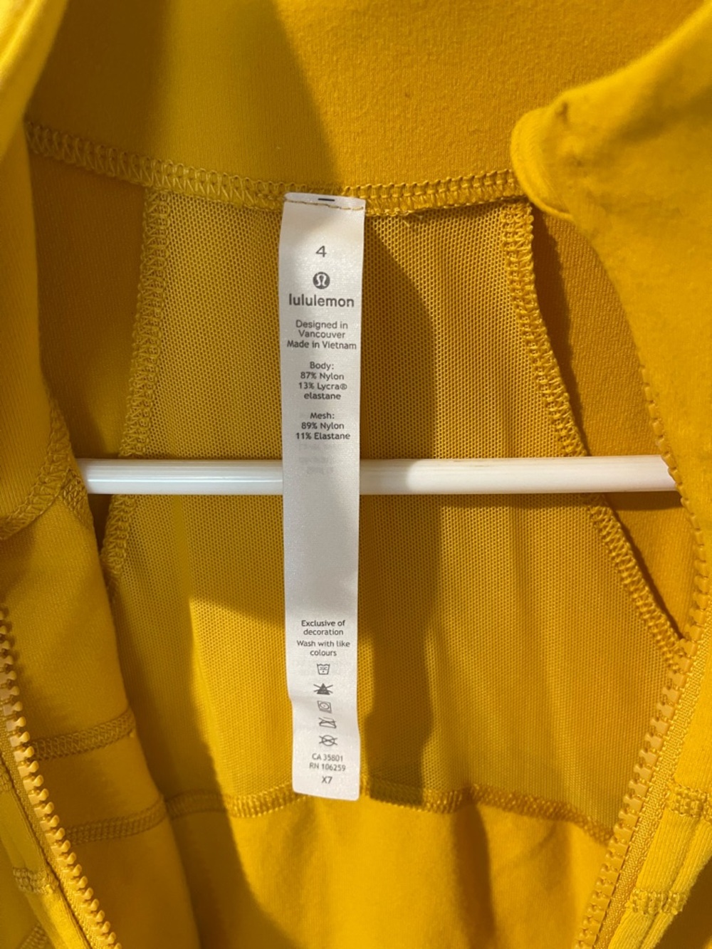 Lululemon Womens Jacket in Mustard Yellow (Size 4)